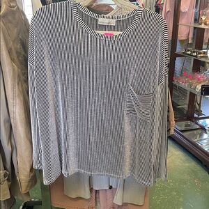 Zenana Outfitters Black and White Striped Top